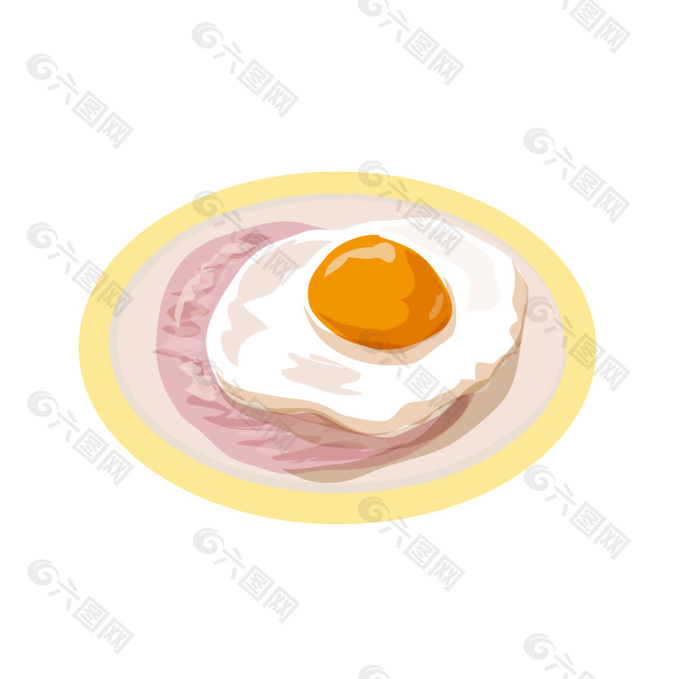 培根煎蛋美食早餐插画