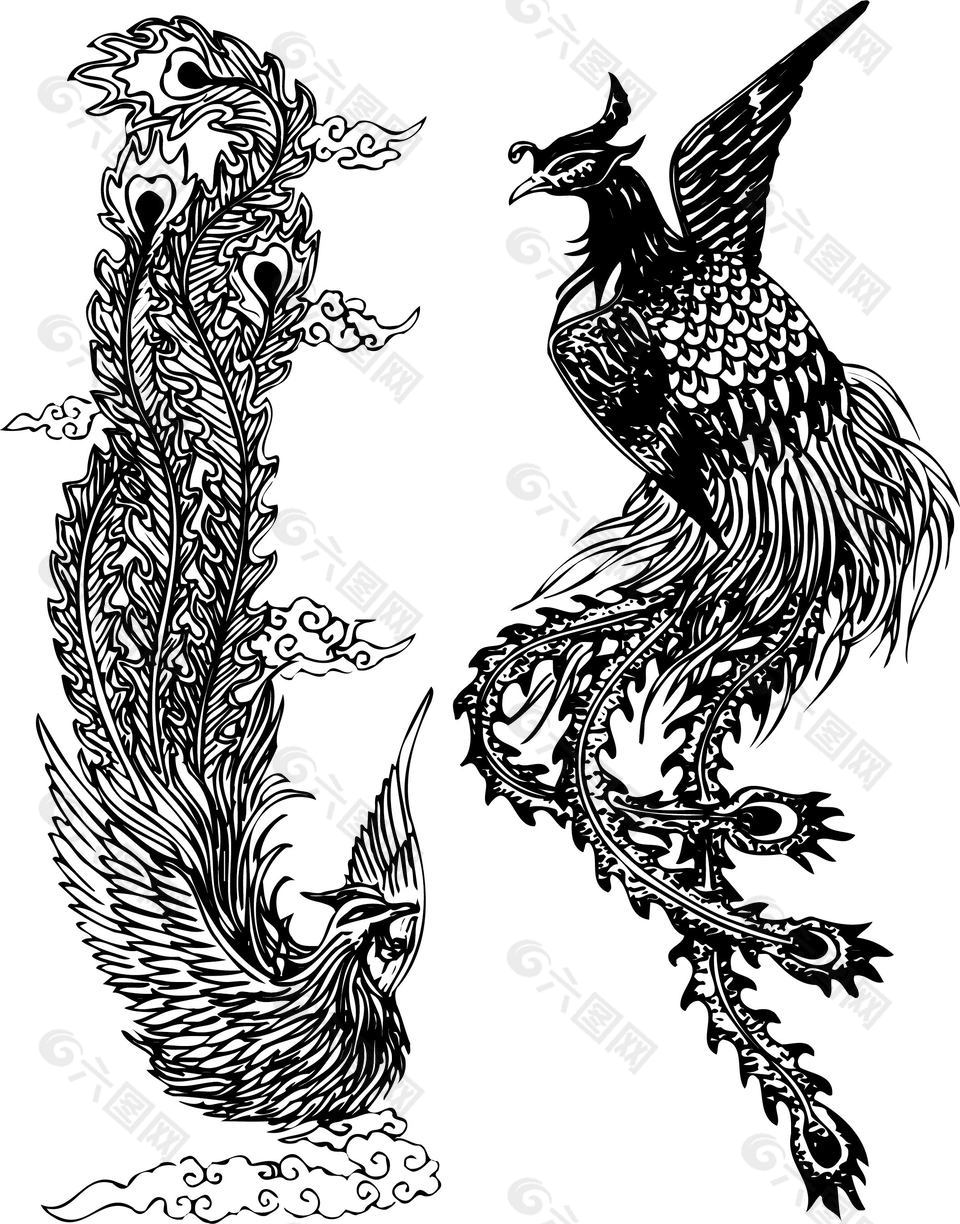 中国风龙腾凤舞插画