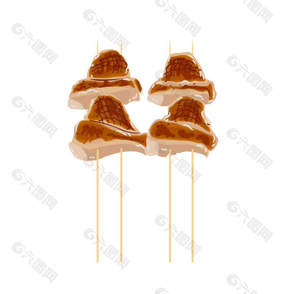 日式烤腰子料理插画