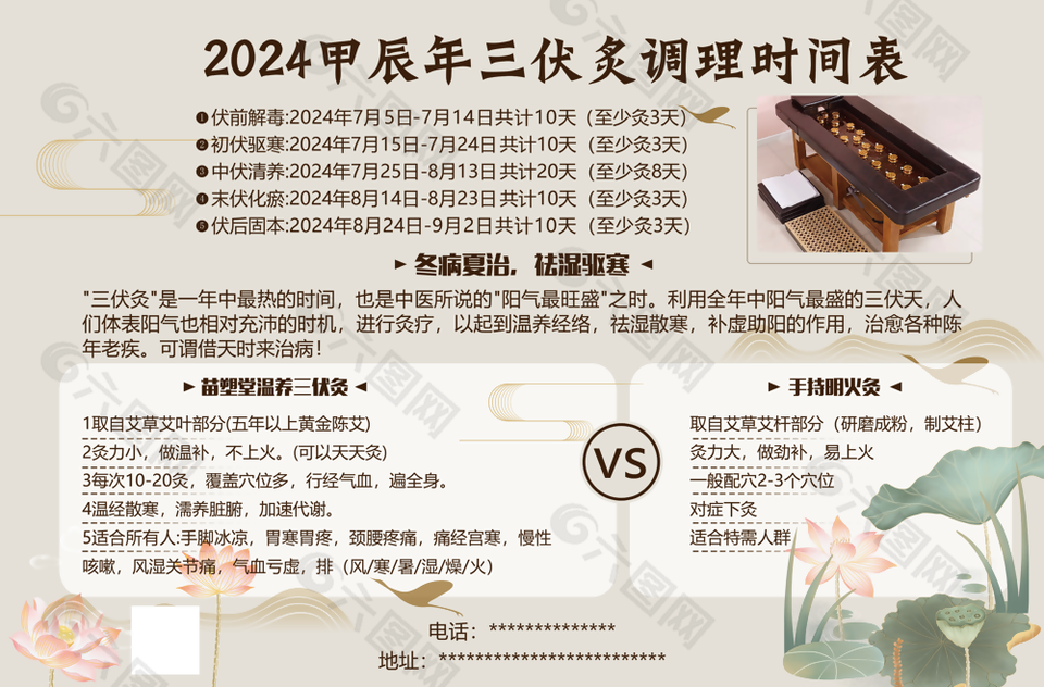 2024甲辰年三伏炙调理时间表展板下载