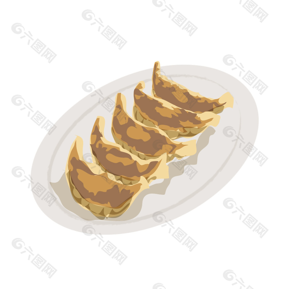 美食煎饺手绘插画