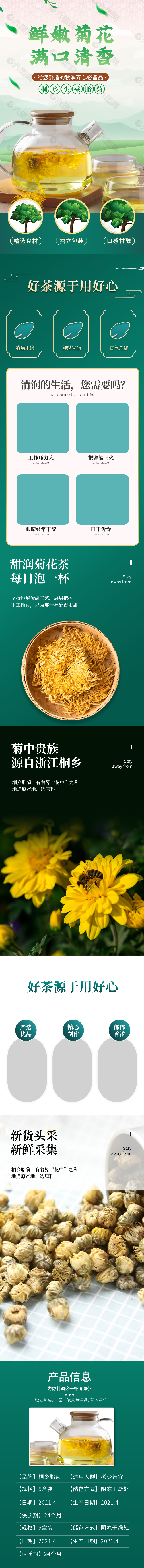 鲜嫩菊花满口清香淘宝电商详情页素材