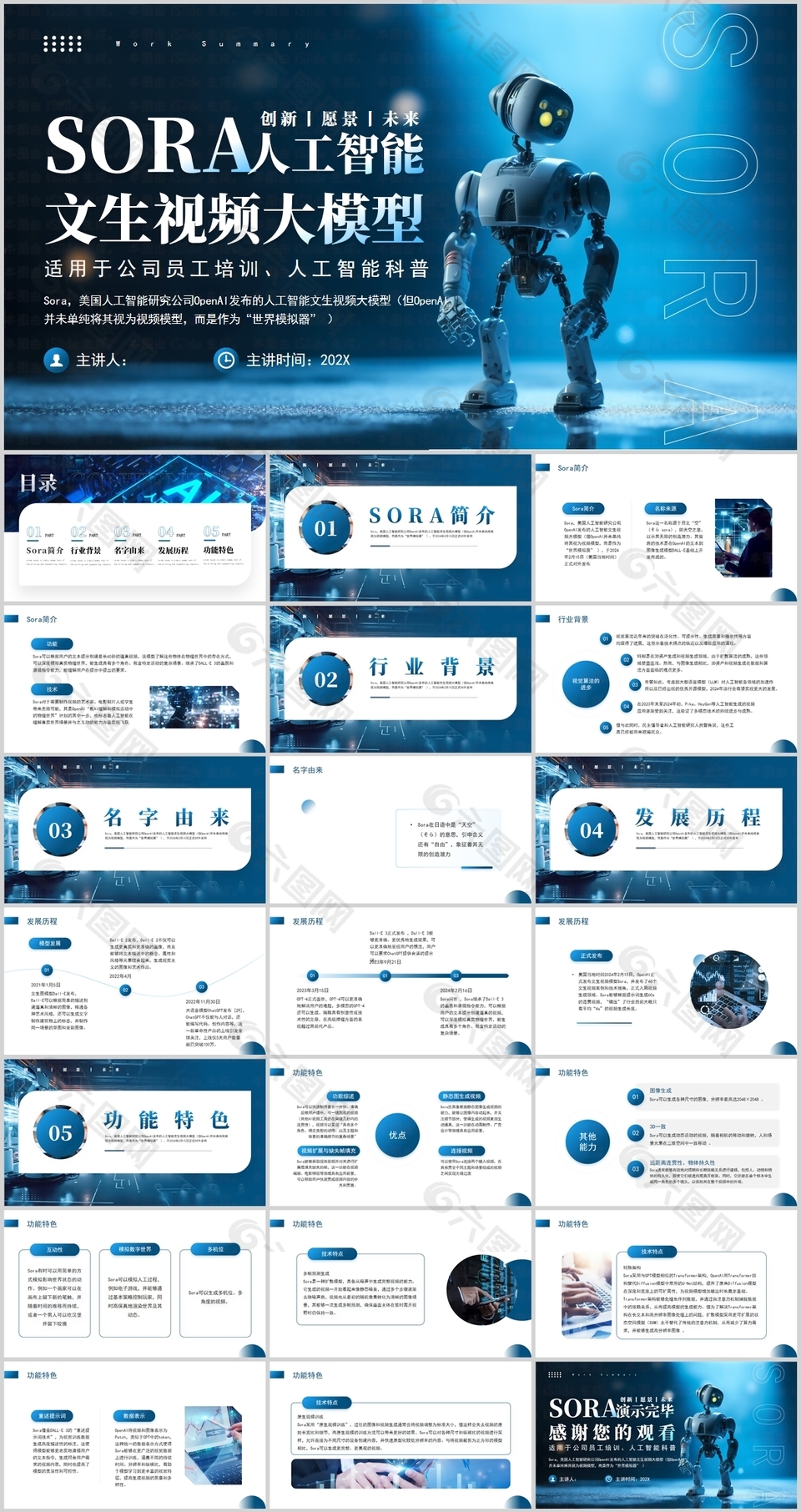 SORA人工智能文生视频大模型介绍PPT