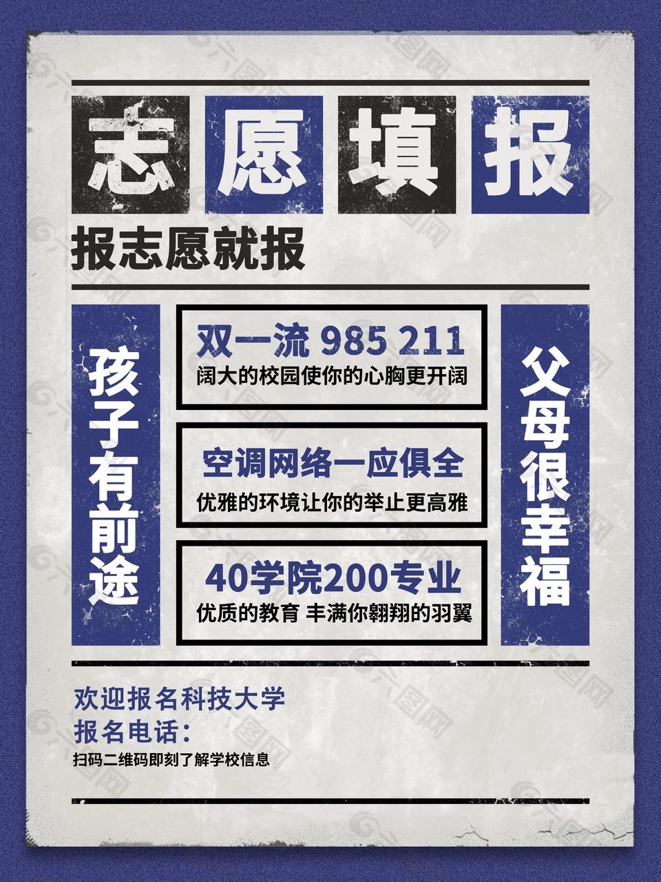 志愿填报经典报刊风创意宣传海报