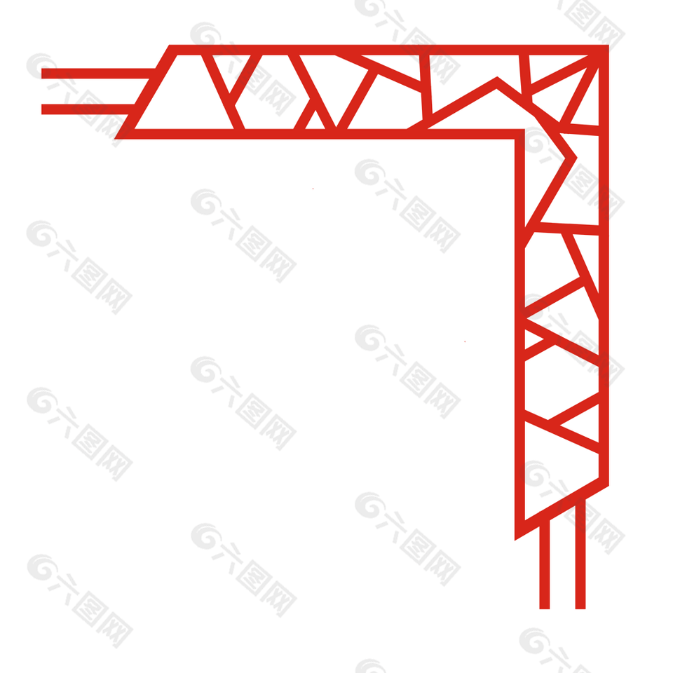复古简约几何风中式红色边框矢量素材