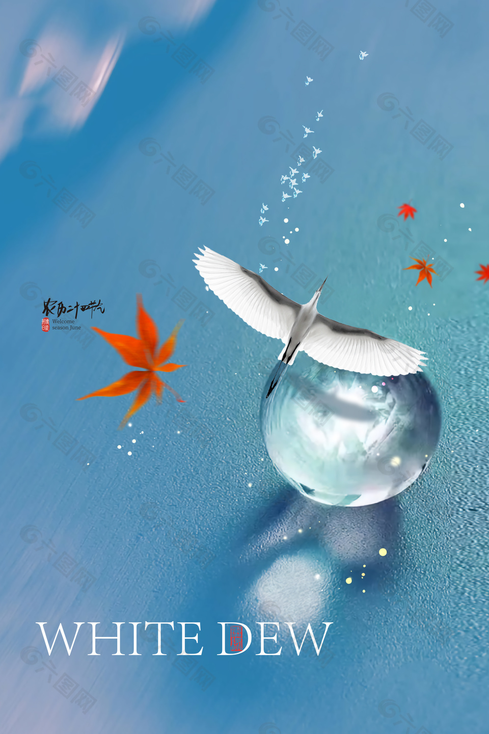 国风白露海报背景模板