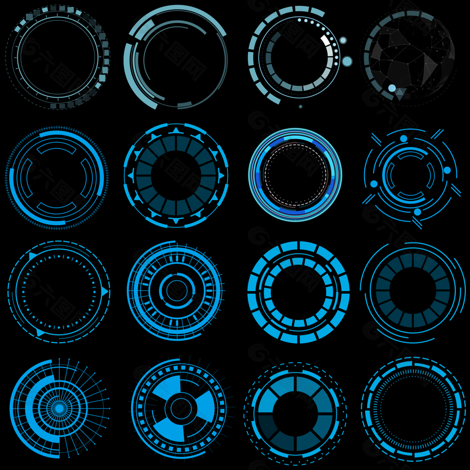简约科技感圆形数据边框装饰图案