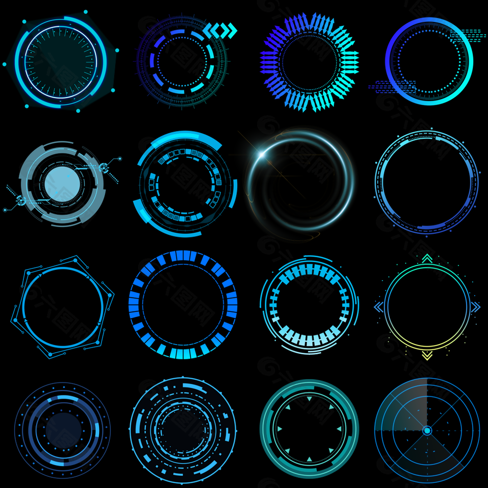 简约蓝色科技感圆形智能数据装饰图案