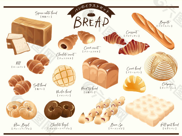 简约手绘风面包店烘焙品宣传单