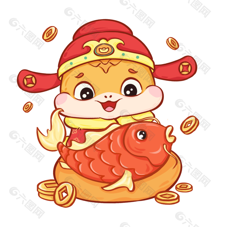 2025蛇年大吉插画年年有余图案