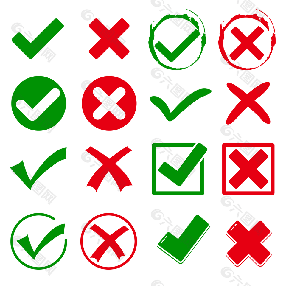 简约红色绿色对错符号图标设计