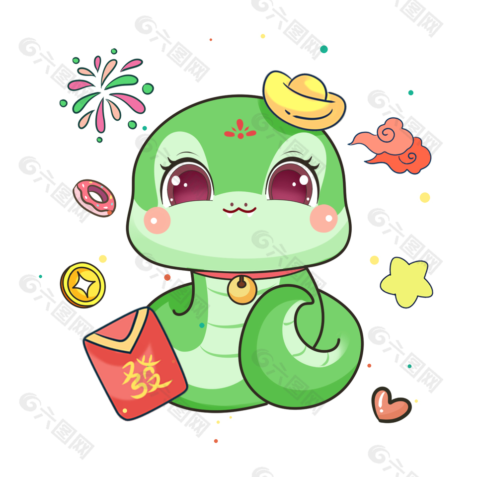 新春大吉恭喜发财2025卡通蛇插画