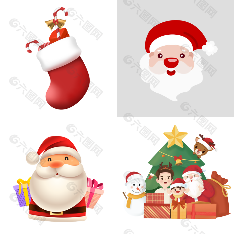 可爱卡通风圣诞节圣诞老人装饰贴画