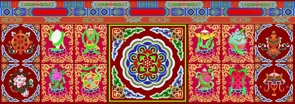 创意唐卡风藏式花纹背景