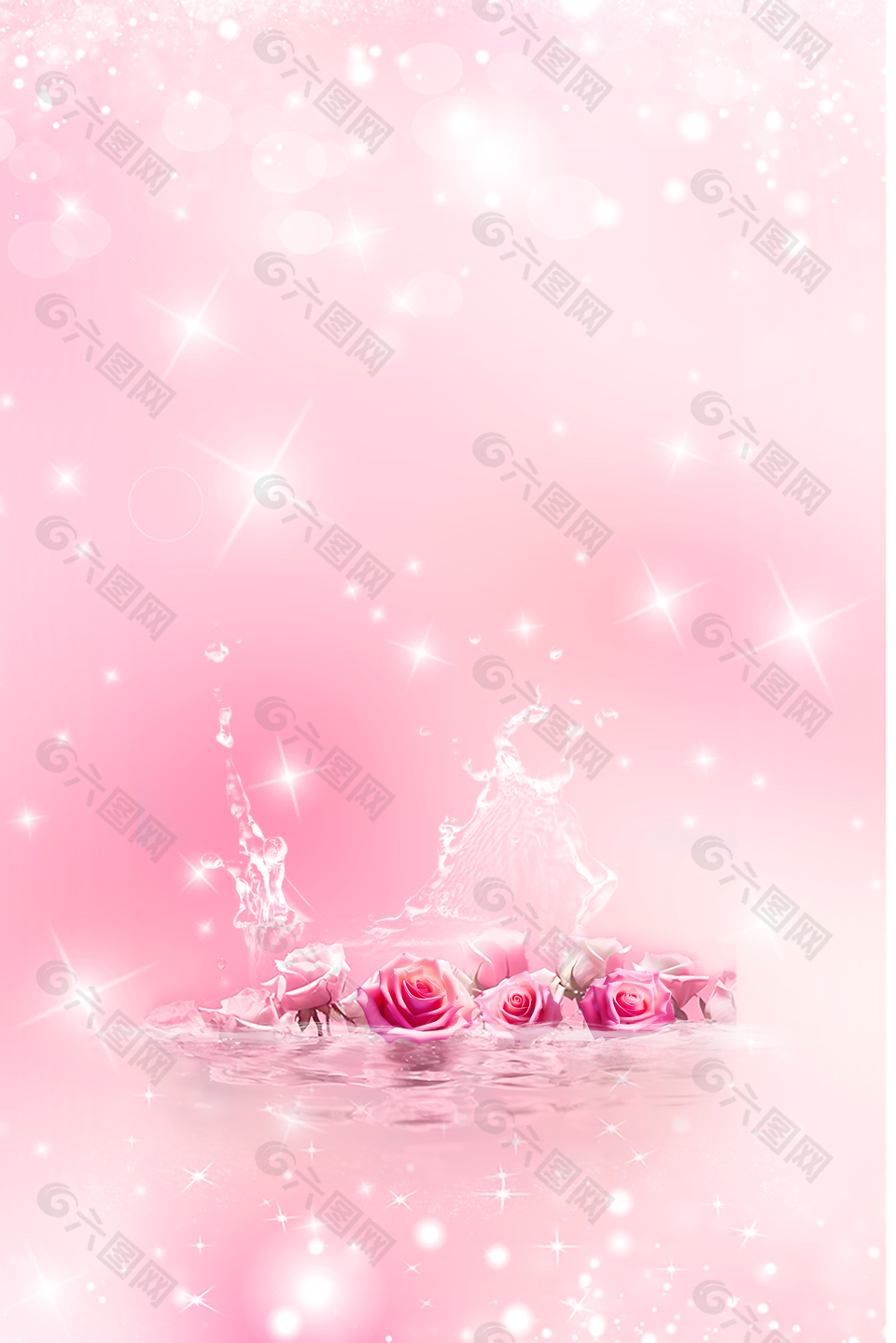 浪漫唯美粉色玫瑰花背景底图