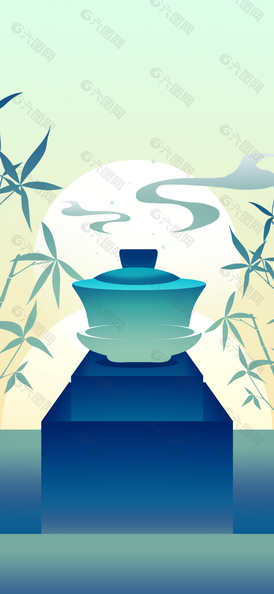 古典意韵茶文化主题背景设计