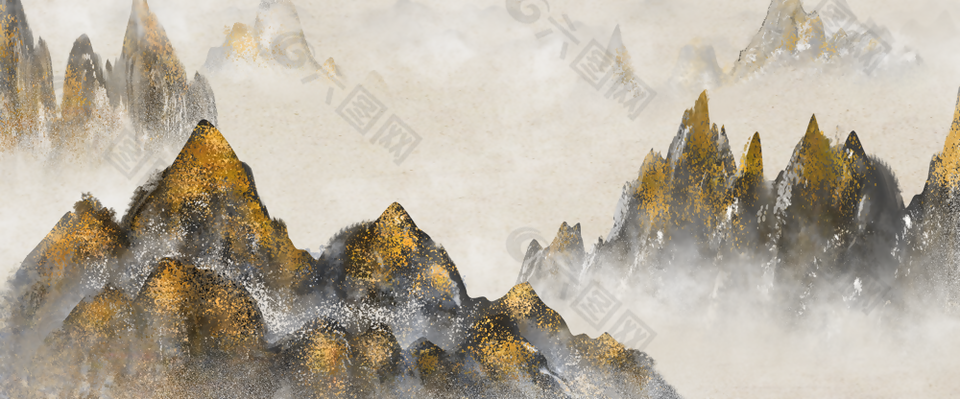水墨国风意境手绘山水装饰画
