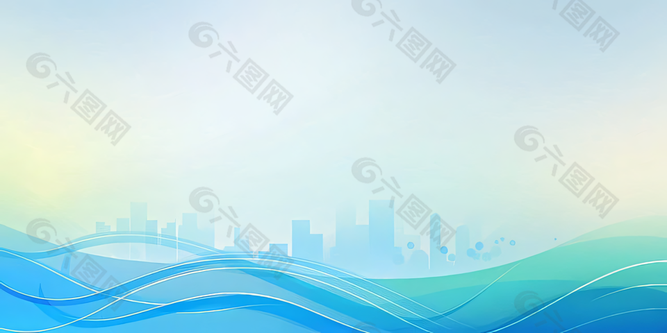蓝色科技感渐变城市建筑背景底图