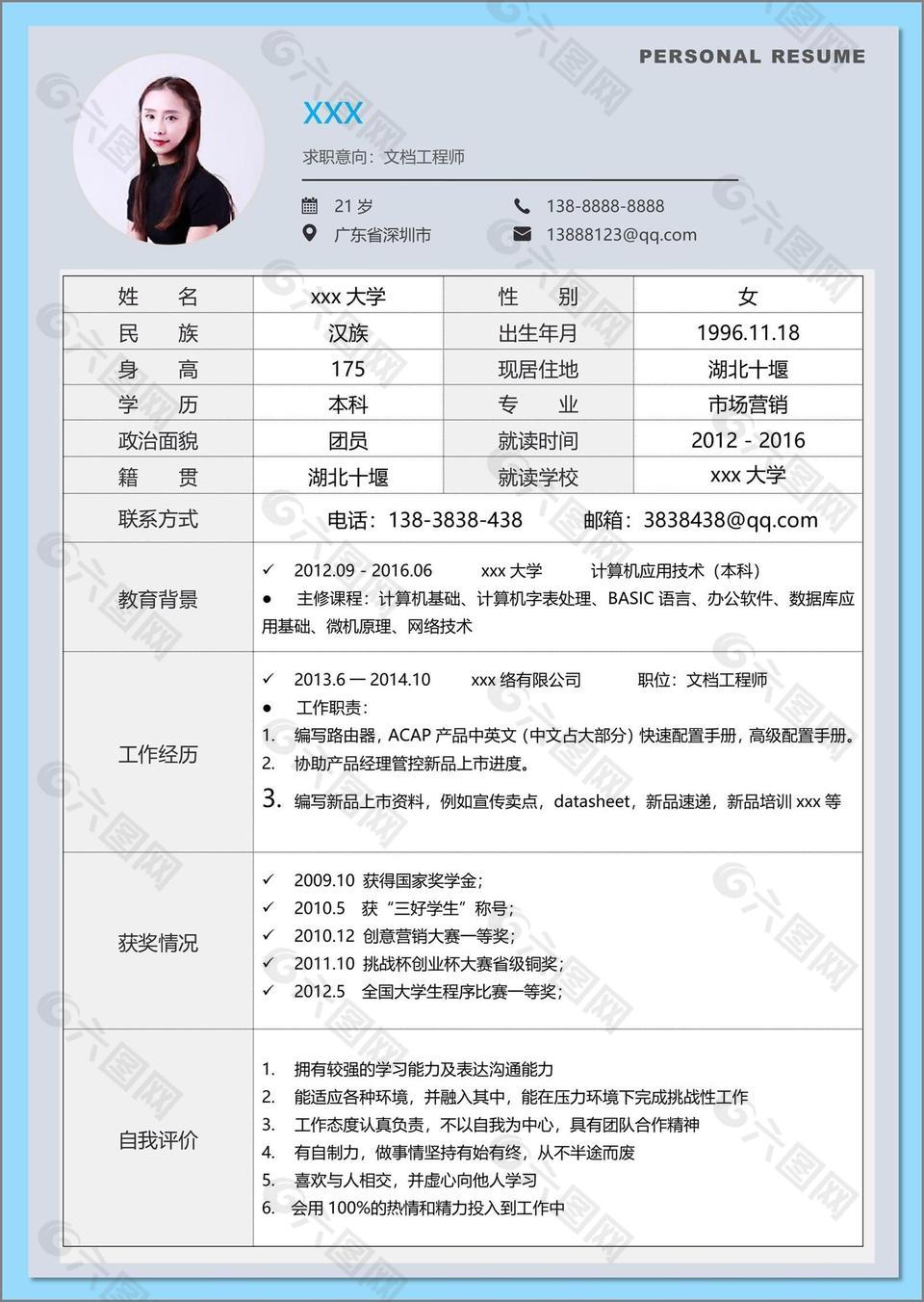 文档工程师个人简历