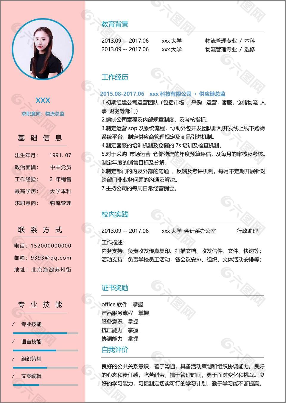 可爱风格个人简历模板