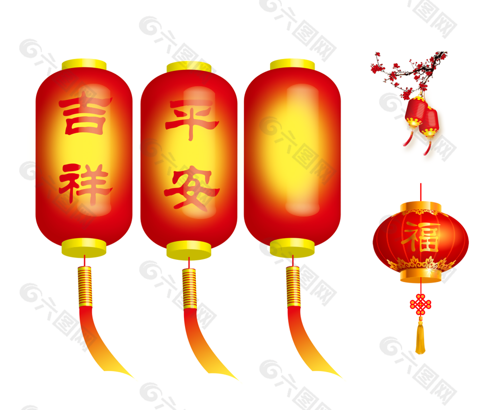 吉祥平安红色中国风主题灯笼