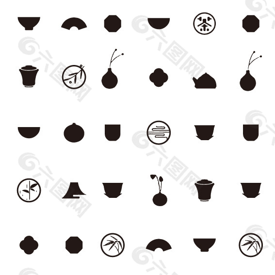 简约黑白手绘创意茶杯图标