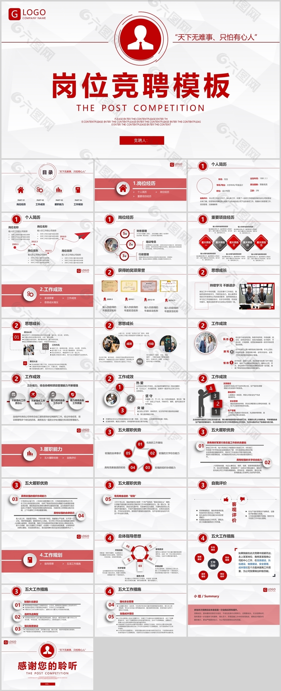 红色商务风公司个人岗位竞聘