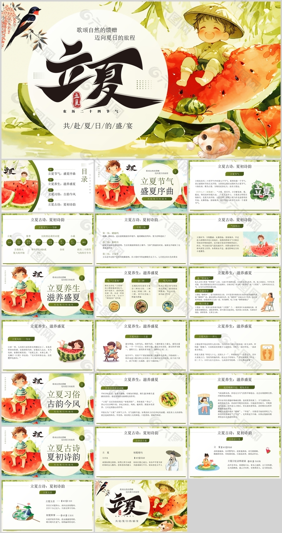 可爱水彩风传统节气立夏宣传介绍