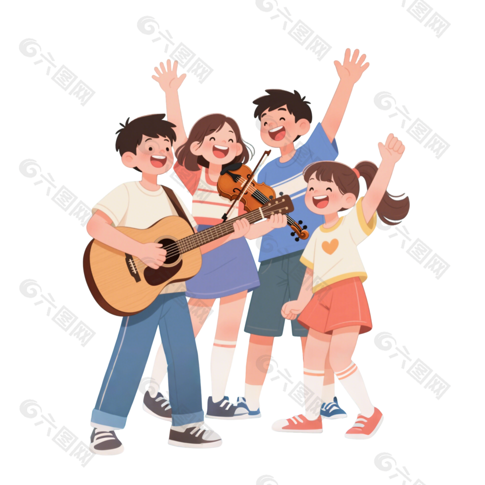 手绘风唱歌表演的青年插画设计