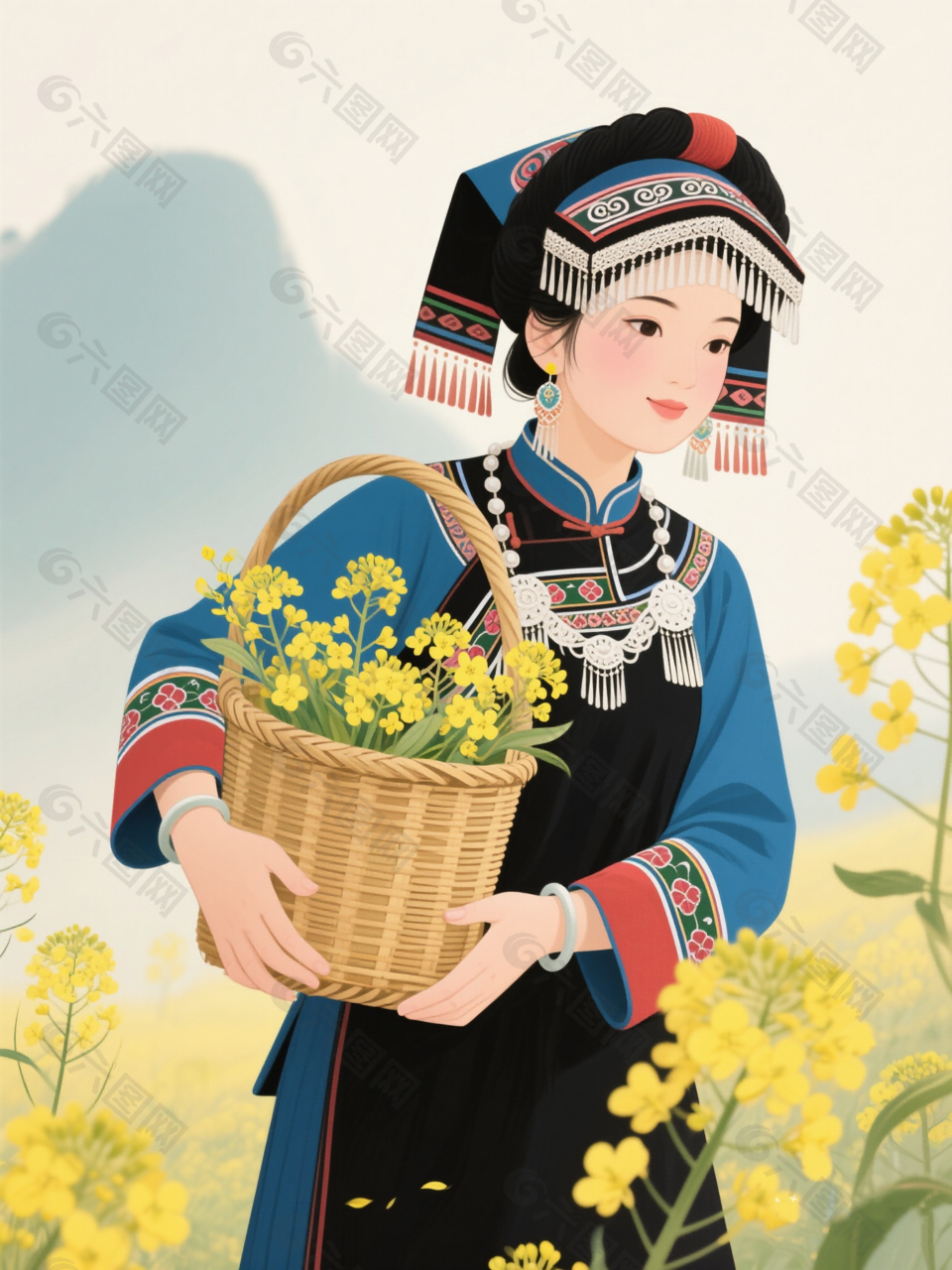 手绘少数民族人物插画设计
