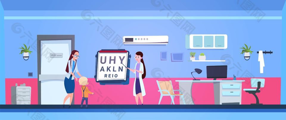 儿童测视力医疗插画