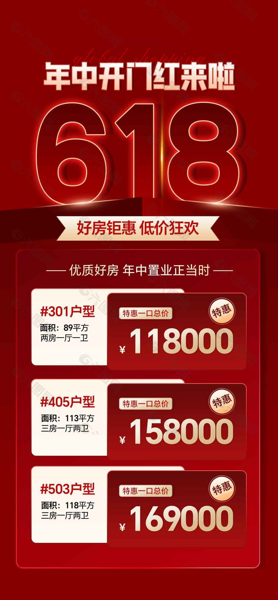 年中开门红房地产促销海报