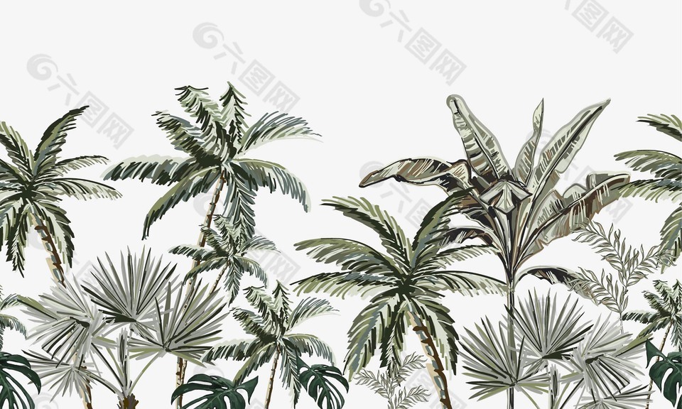 绿色文艺清新热带自然风景