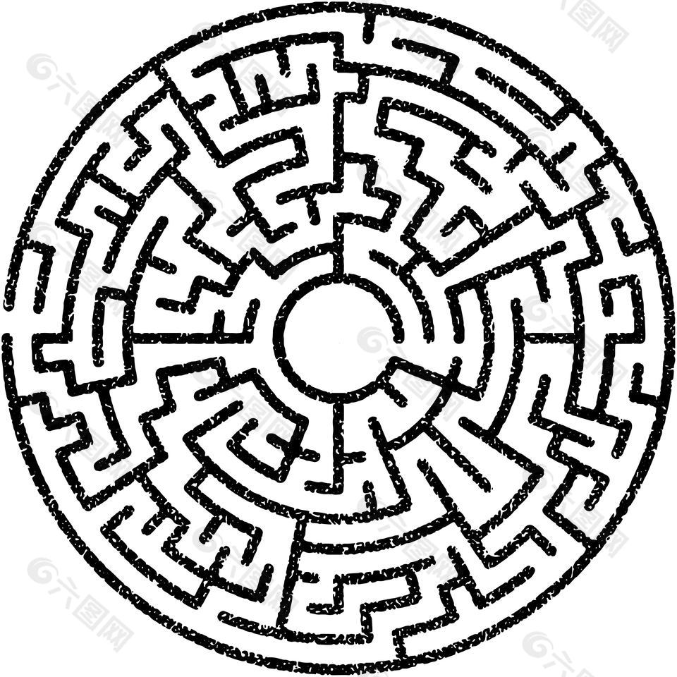 圆形迷宫图案设计插画