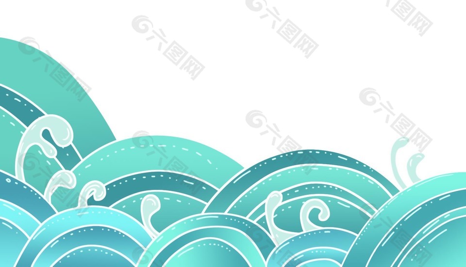 国潮中国风手绘海浪插画