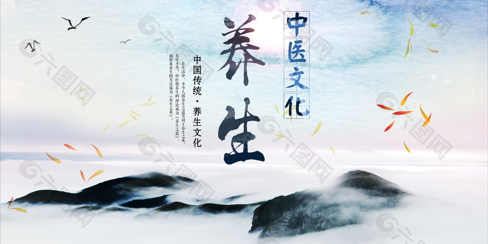 中国传统养生文化横版海报