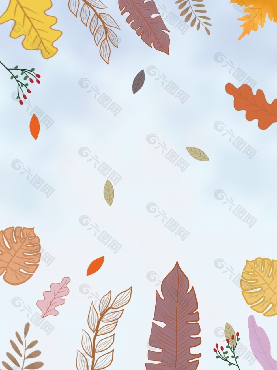 小清新树叶背景秋天插画