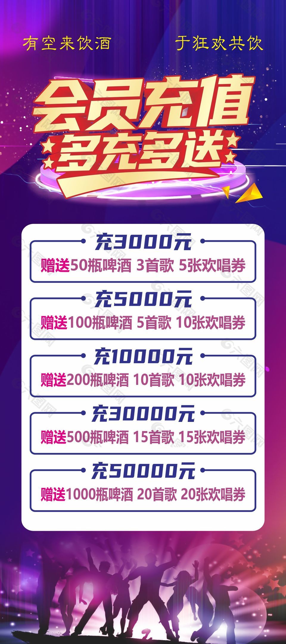 KTV会员充值欢乐送活动展架设计