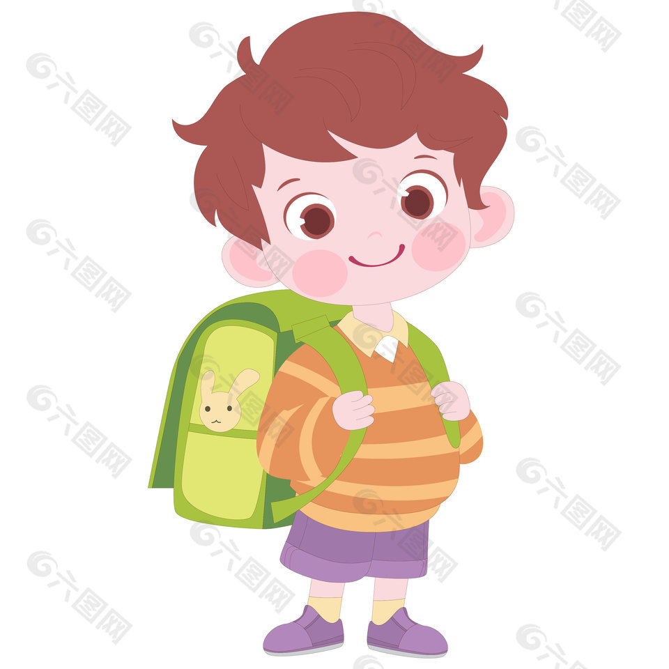卡通风格可爱男孩学生形象插画