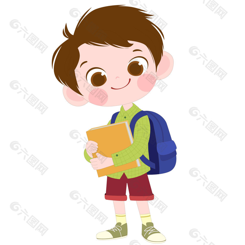 卡通学霸男孩形象插画设计