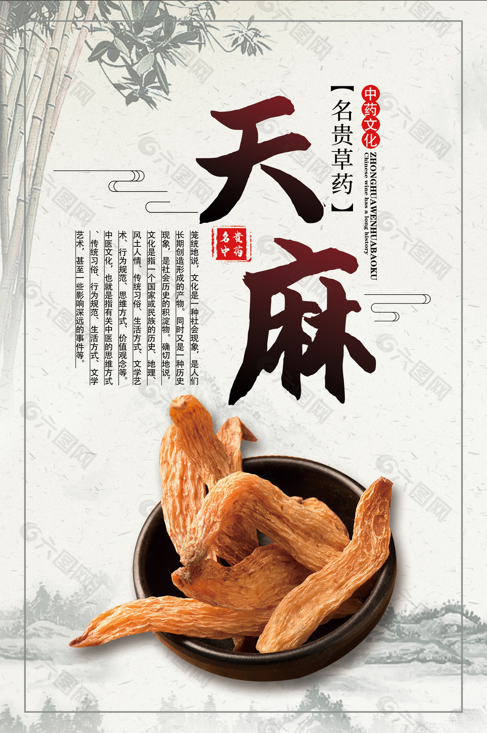 名贵中草药天麻药理知识海报