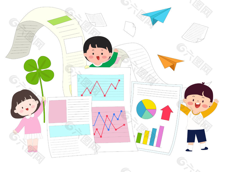 手绘卡通儿童智能教育数据分析插画设计