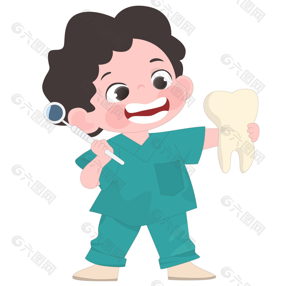 小小牙医卡通形象插画设计