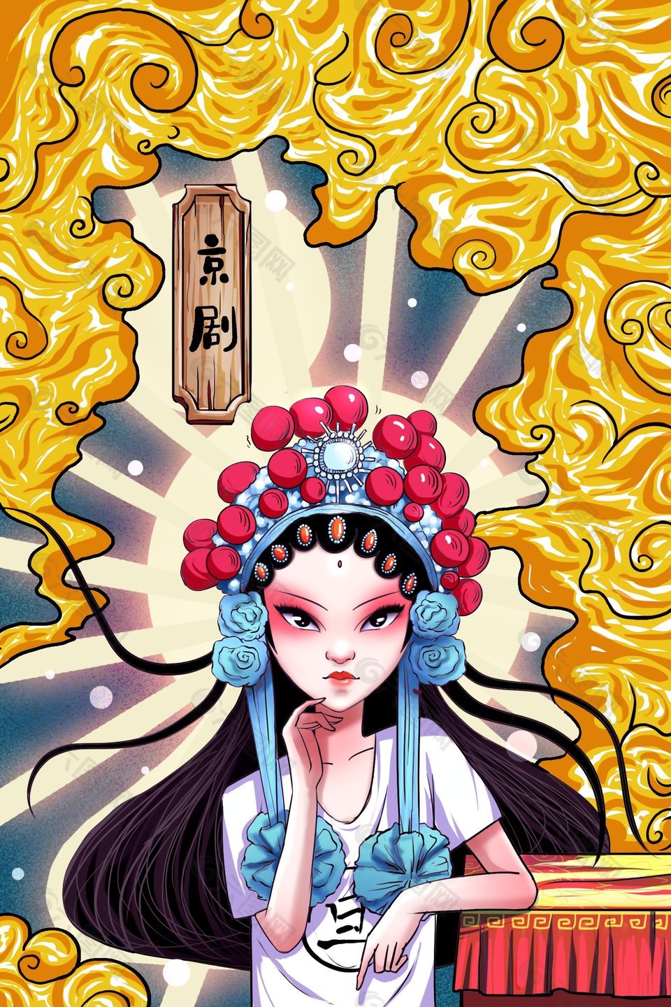 时尚国潮风京剧人物海报
