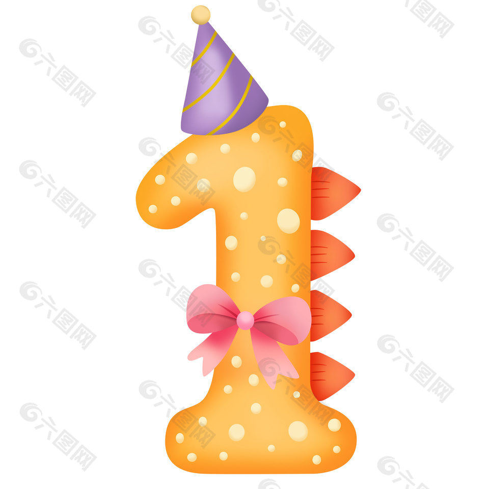 卡通可爱风格生日派对数字1插画