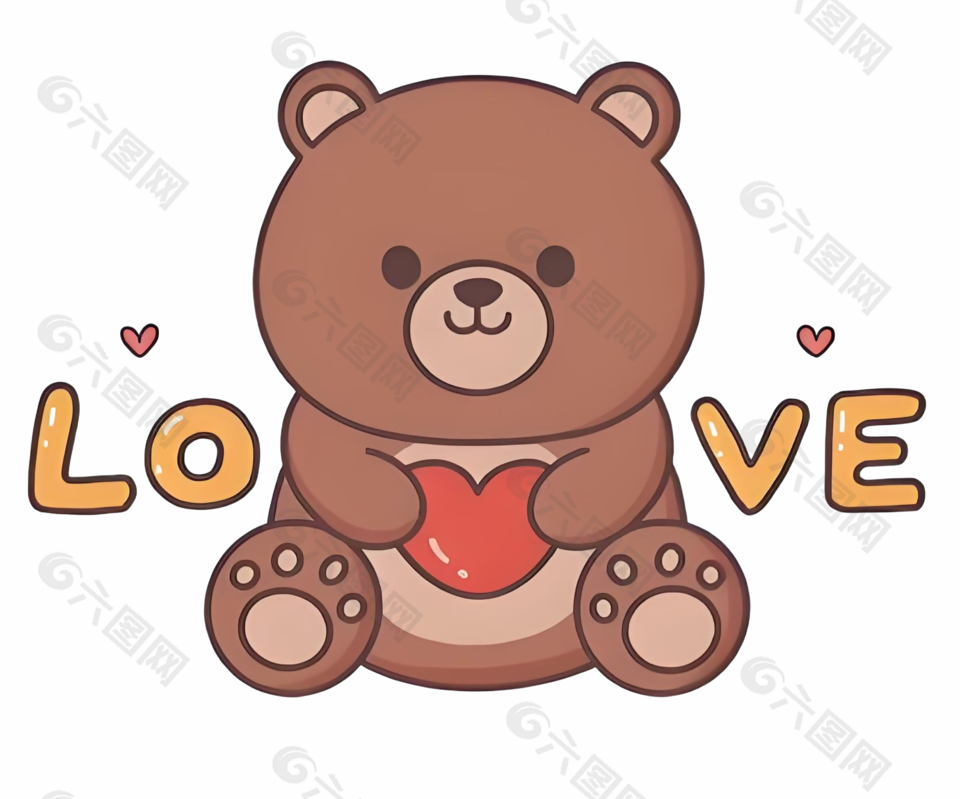 卡通卡通爱心小熊