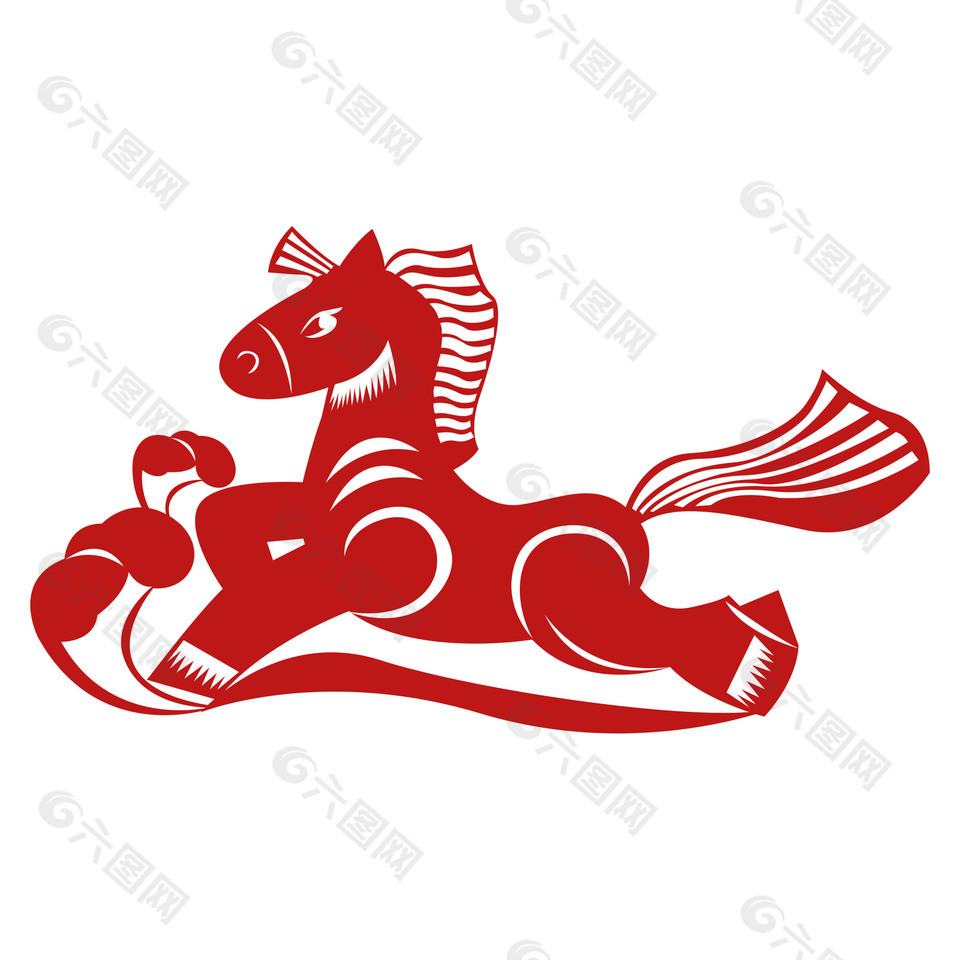 奔腾的骏马马年窗花贴纸