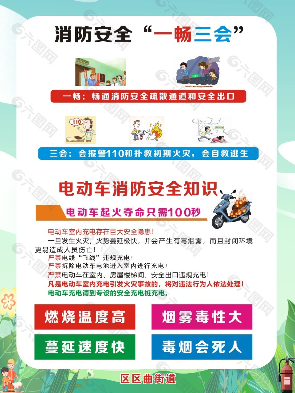 街道消防安全“一畅三会”宣传海报