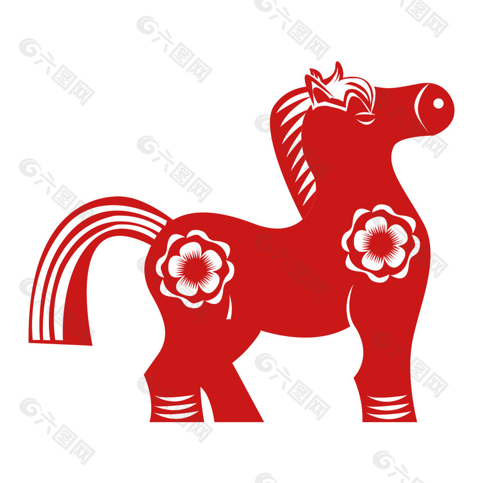 可爱生肖马马年窗花贴纸