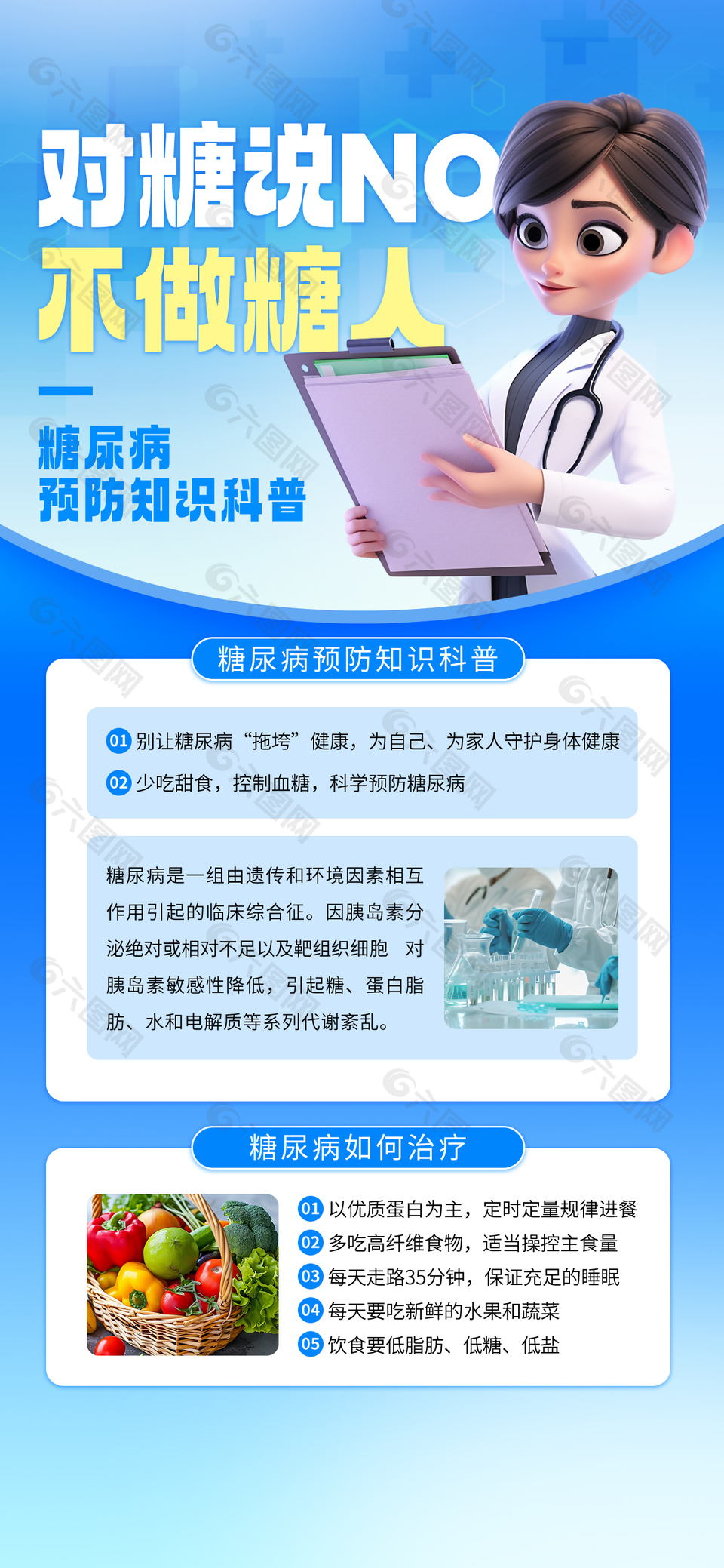 创意大气糖尿病预防知识科普海报